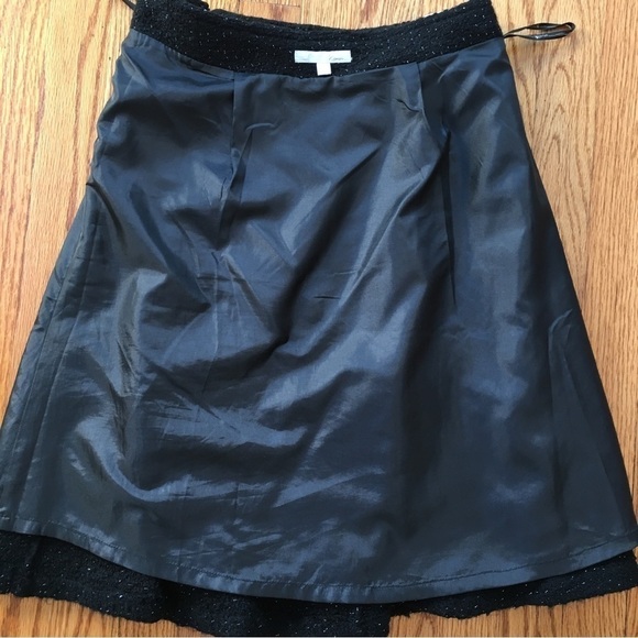 Vintage 90's Etam Black Wool Blend Textured Ruffle Hem A-line Flare Skirt - Picture 6 of 16